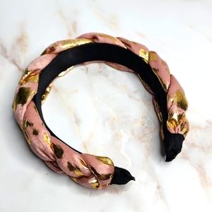 Mauve pink and gold braided headband